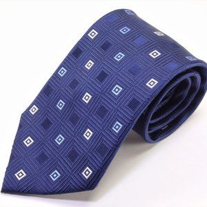 Michael Kors Blue Geometric 100% Silk Necktie